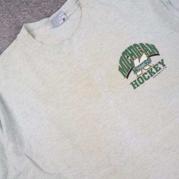 VTG 90s Michigan Wings Hockey Made in USA XL Gray Short Sleeve T-Shirt - Picture 7 of 12